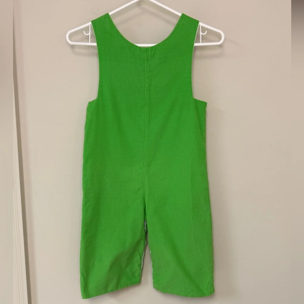 Anvy Kids: Boys Smocked Green Jon Jon, Cows and Train, Size 4T